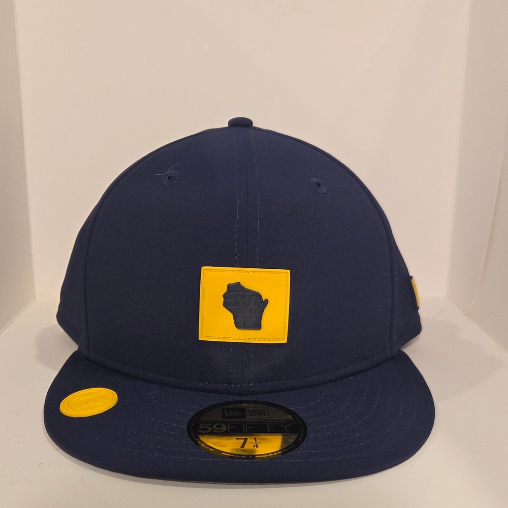 New Era 59FIFTY Milwaukee Brewers Wisconsin State Navy Fitted Hat 7 1/4 MLB Cap